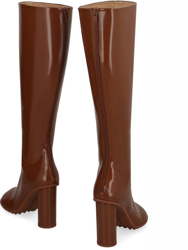 Women's Atomic Leather Knee High Long Boots Brown - BOTTEGA VENETA - BALAAN 5