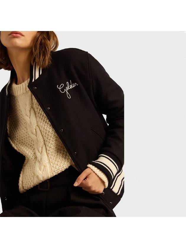 Logo Wool Bomber Jacket Navy - GOLDEN GOOSE - BALAAN 5