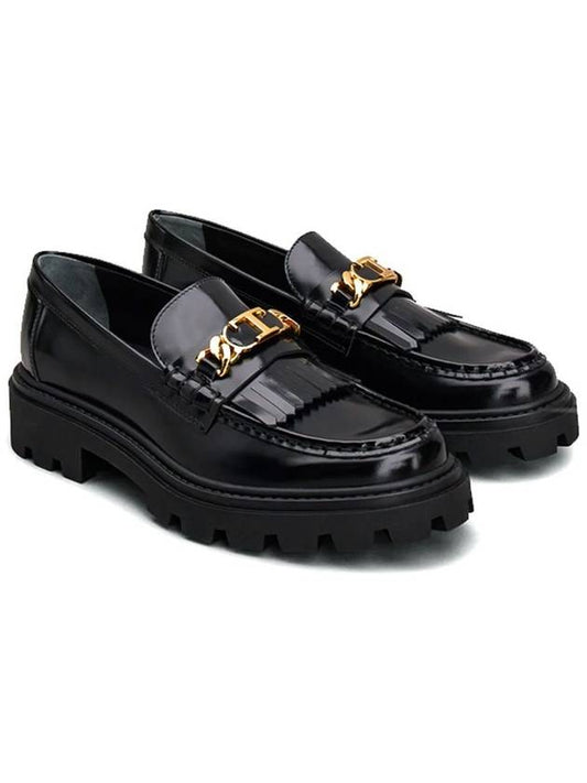 Leather Fringe Loafers Black - TOD'S - BALAAN 2