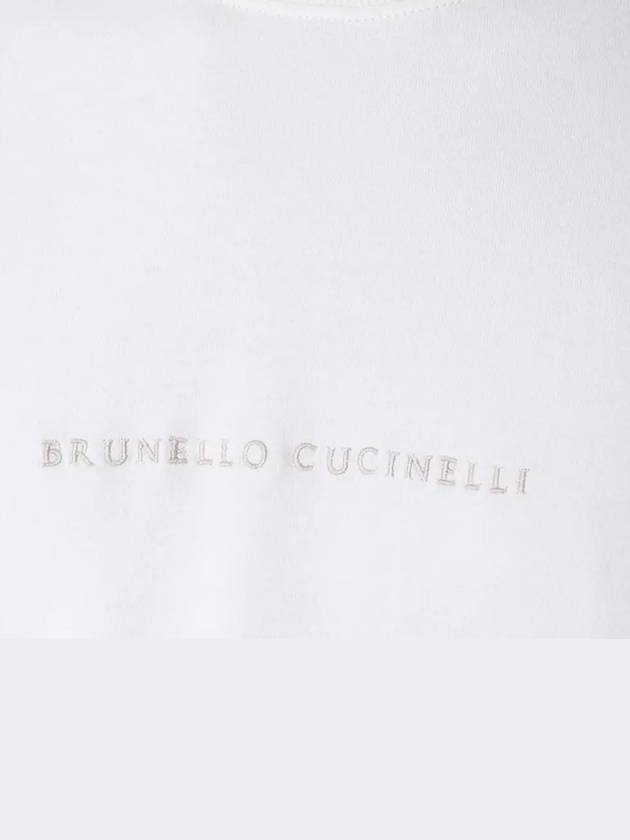 Embroidered Logo Crewneck Sweatshirt White - BRUNELLO CUCINELLI - BALAAN 5