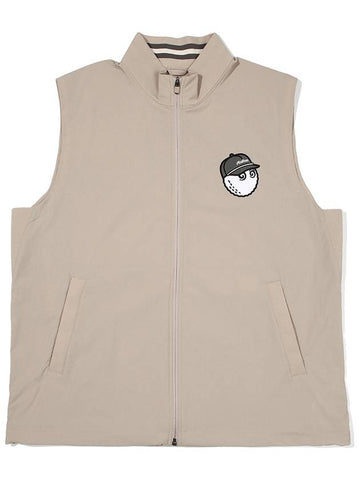 Bucket logo woven vest BEIGE MAN - MALBON GOLF - BALAAN 1