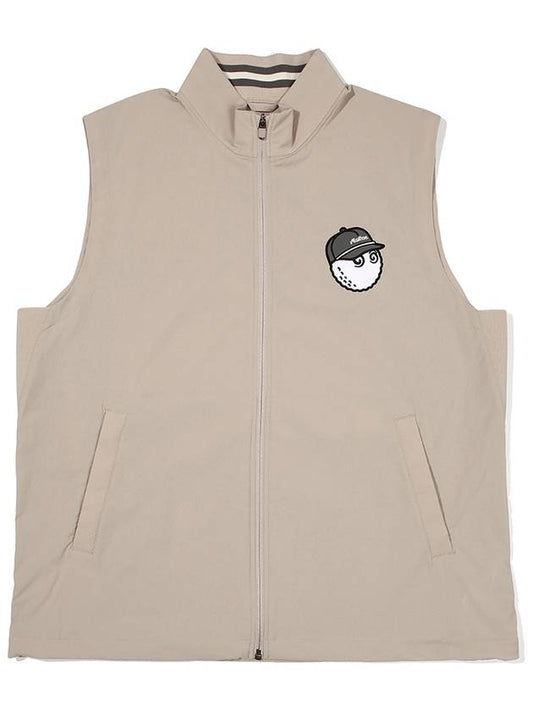 Bucket logo woven vest BEIGE MAN - MALBON GOLF - BALAAN 1