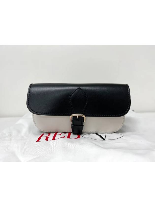 Buckle Leather Cross Bag Black White - RED VALENTINO - BALAAN 3