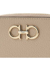 Women's Gancini Logo Zipper Card Wallet Beige - SALVATORE FERRAGAMO - BALAAN 7