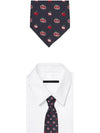 Men's Interlocking G Logo Apple Pattern Slim Silk Tie Navy - GUCCI - BALAAN 3