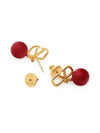 Valentino 4W2J0E36 DHC ZT2 J0E36 Garavani V logo pearl drop earrings - RED VALENTINO - BALAAN 4