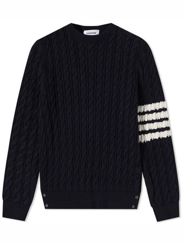 Diagonal Armband Cable Knit Top Navy - THOM BROWNE - BALAAN 1