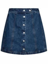 Women's Poppy Front Button Denim A-Line Skirt Blue - A.P.C. - BALAAN 2