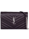 Monogram Matelasse Envelope Chain Cross Bag Dark Brown - SAINT LAURENT - BALAAN 2