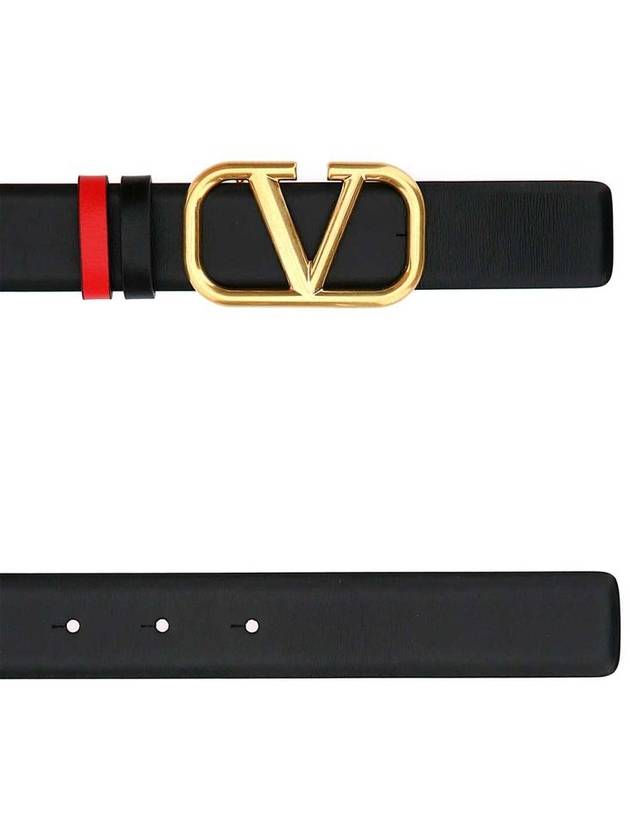 Vlogo Signature Reversible Leather Belt Black Red - VALENTINO - BALAAN 5