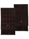 PC0743 202 Pony Windowpane Plaid Check Reversible Fringe Muffler Scarf - POLO RALPH LAUREN - BALAAN 2