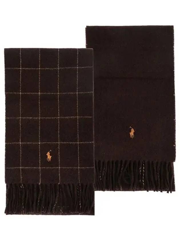 PC0743 202 Pony Windowpane Plaid Check Reversible Fringe Muffler Scarf - POLO RALPH LAUREN - BALAAN 2