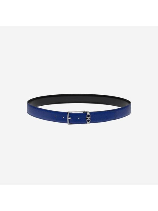 Gancini Reversible Adjustable Leather Belt Lapis Lazuli Black - SALVATORE FERRAGAMO - BALAAN 1