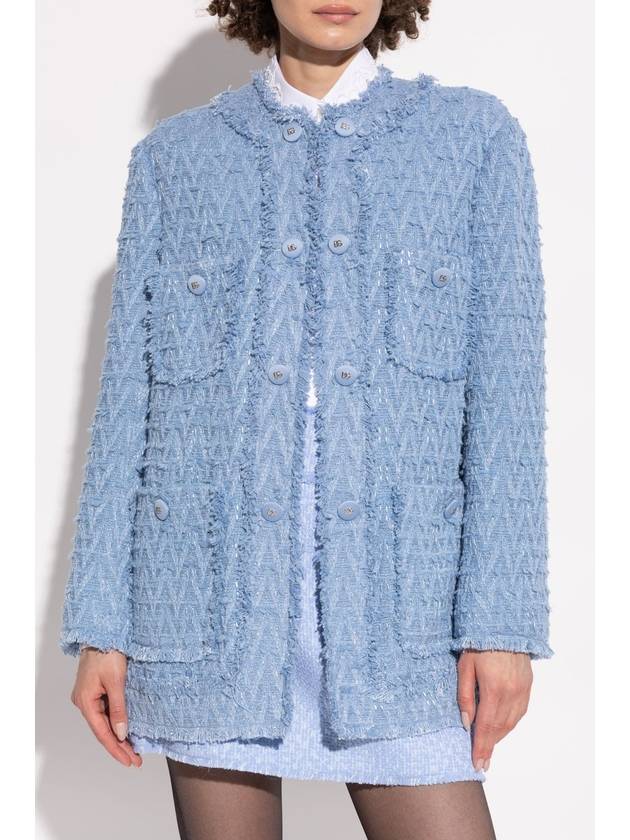 Single breasted cotton rush stitch jacket Azur - DOLCE&GABBANA - BALAAN 4