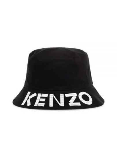 Logo Print Reversible Cotton Bucket Hat Black - KENZO - BALAAN 2