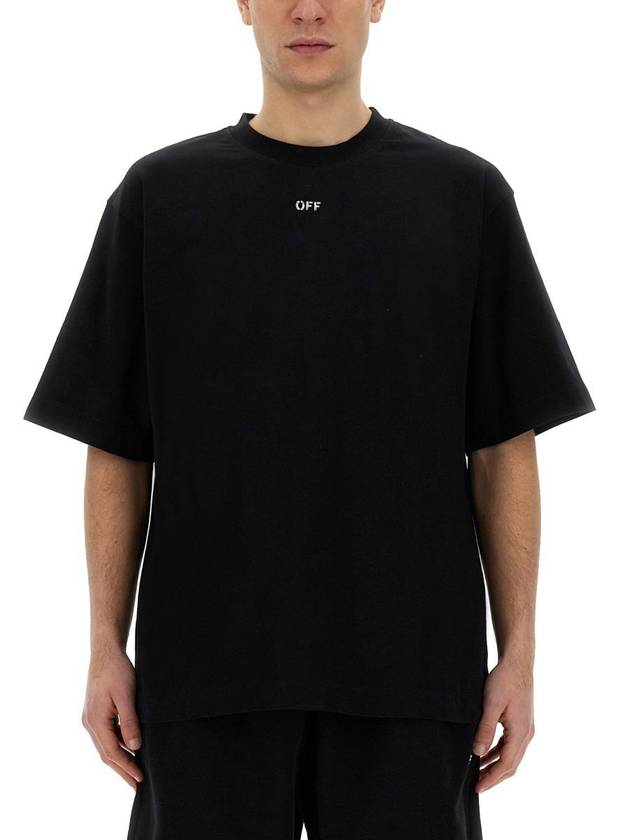 Logo Cotton Jersey Short Sleeve T-Shirt Black - OFF WHITE - BALAAN 2