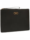 Gancini Gold Strap Clutch Bag Black - SALVATORE FERRAGAMO - BALAAN 5