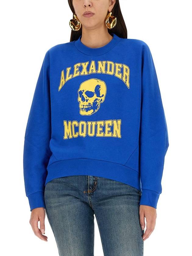 Skull Print Sweatshirt Blue - ALEXANDER MCQUEEN - BALAAN 5