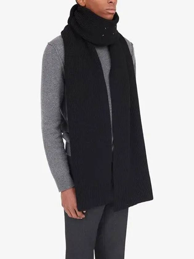 Cotton Wool Stitched Muffler Black - MAISON MARGIELA - BALAAN 6