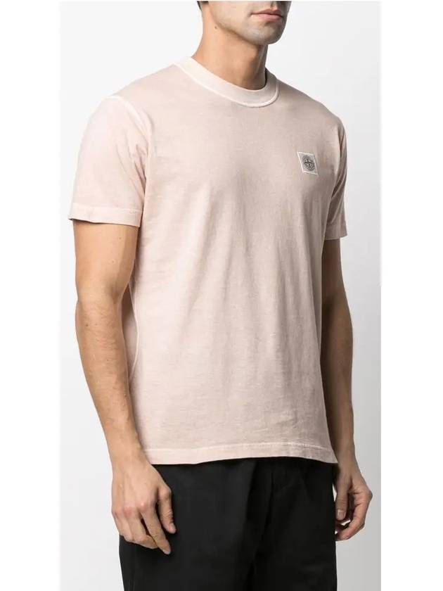 Logo Patch Chest Short Sleeve T-Shirt Peach Pink - STONE ISLAND - BALAAN 3