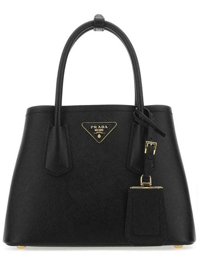 Double Saffiano Leather Mini Bag Black - PRADA - BALAAN 2