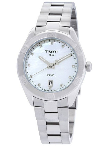 Tissot PR 100 Sport Chic Quartz Diamond White Mother of Pearl Dial Ladies Watch T101.910.11.116.00 - TISSOT - BALAAN 1