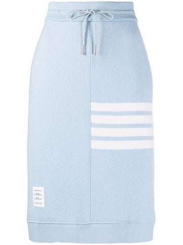 diagonal motif drawstring pencil skirt light blue - THOM BROWNE - BALAAN.