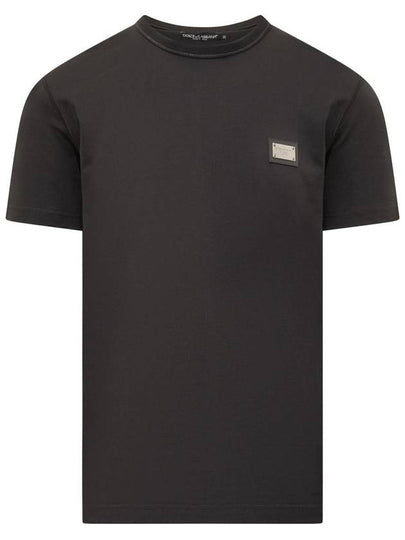 Logo Patch Crew Neck Cotton Short Sleeve T-Shirt Black - DOLCE&GABBANA - BALAAN 2