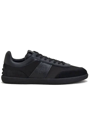 Suede Logo Panel Low-Top Sneakers Black - TOD'S - BALAAN 1