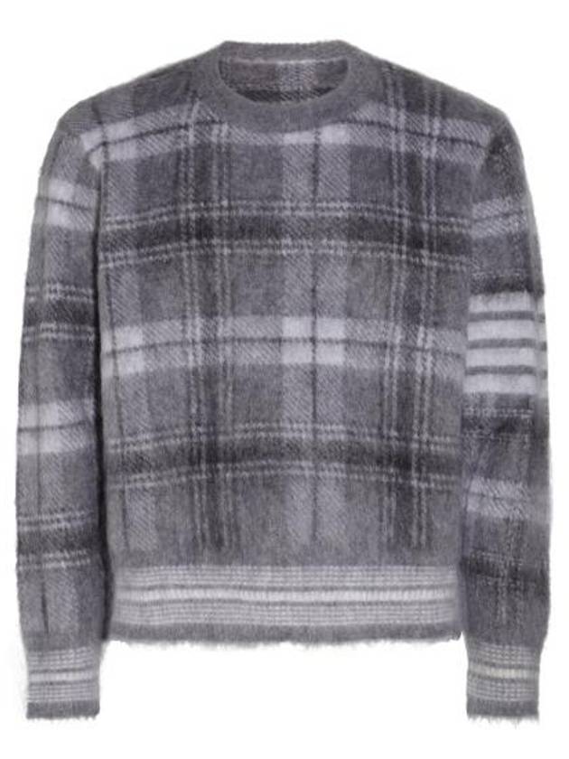 Check 4 Bar Mohair Knit Top Grey - THOM BROWNE - BALAAN 2