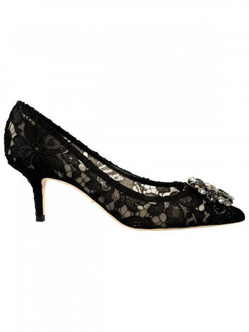 Brooch Lace Rainbow Pumps Heel Black - DOLCE&GABBANA - BALAAN 1