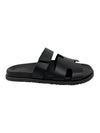 Hermes Chypre H Logo Calfskin Sandals Black - HERMES - BALAAN 1