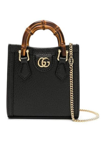 Diana Bamboo Handle Super Mini Bag Black - GUCCI - BALAAN 1