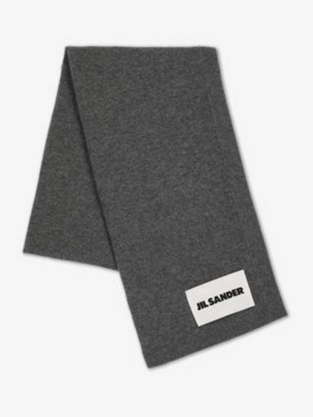 Logo Patch Cashmere Muffler Grey - JIL SANDER - BALAAN 2