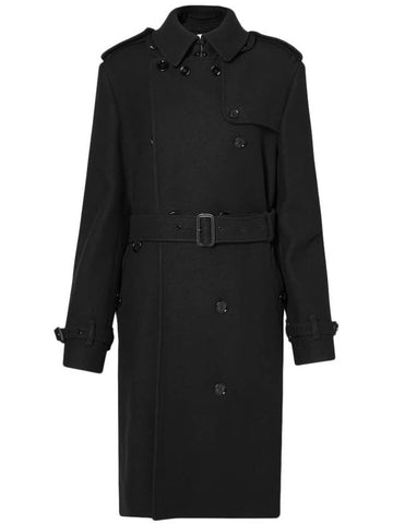 Women's Panel Detail Cashmere Wool Blend Trench Coat Black - BURBERRY - BALAAN 1