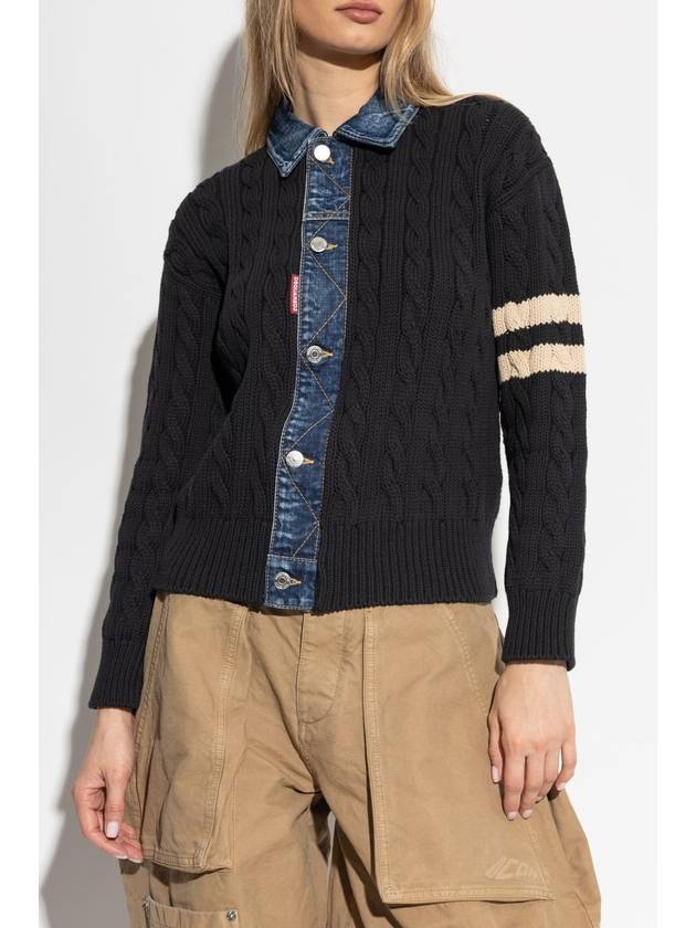 Dsquared2 Cardigan With Denim Inserts, Women's, Navy Blue - DSQUARED2 - BALAAN 3