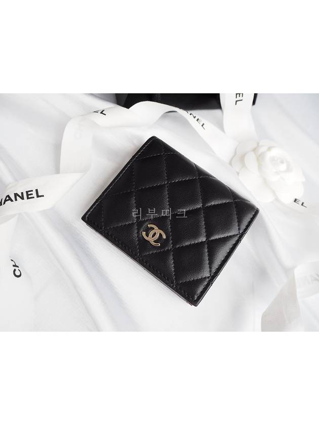 Classic Gold Hardware CC Logo Grained Calfskin Half Wallet Black - CHANEL - BALAAN 8