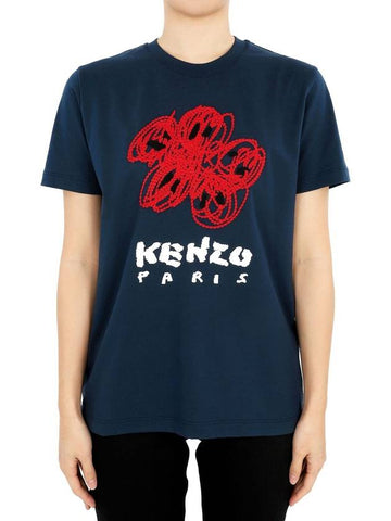 Women s Drone Varsity Short Sleeve Navy 2TS102 4SG 77 - KENZO - BALAAN 1