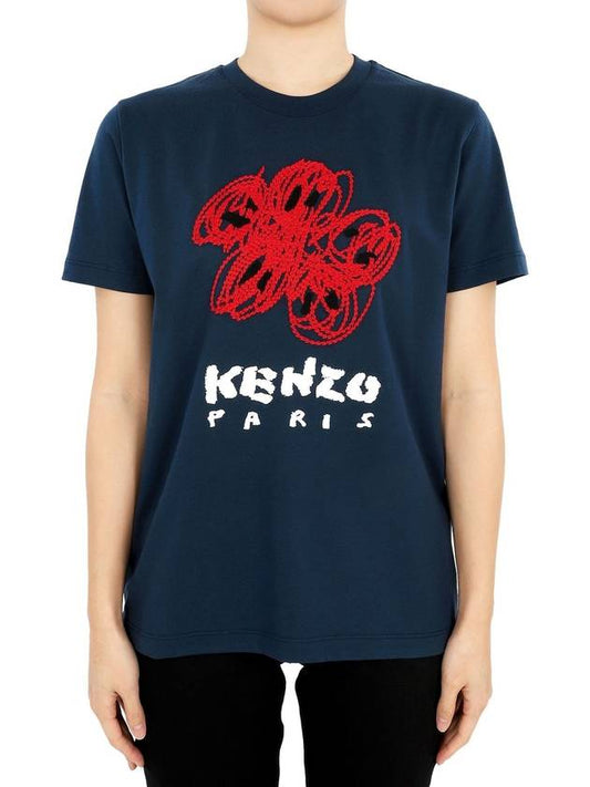 Women s Drone Varsity Short Sleeve Navy 2TS102 4SG 77 - KENZO - BALAAN 1