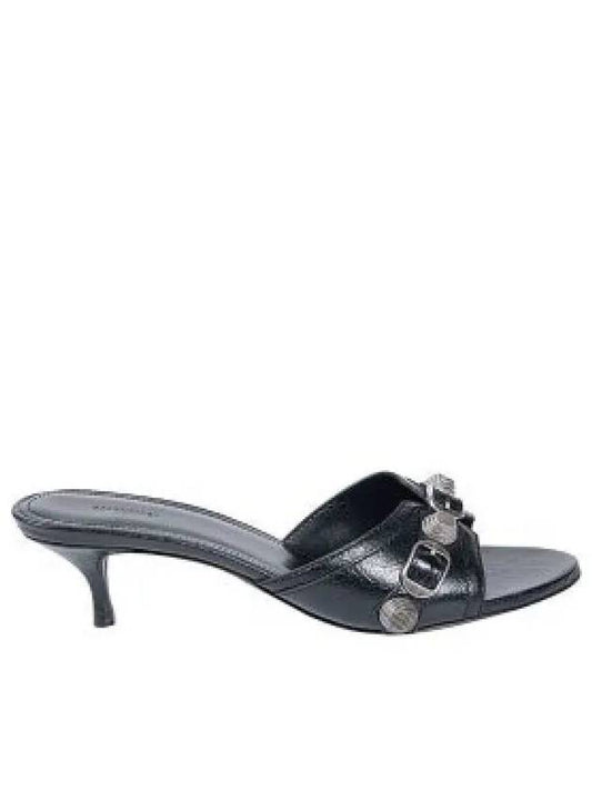 Women's Cagole Studded Leather Band Sandal Heels Black - BALENCIAGA - BALAAN 2