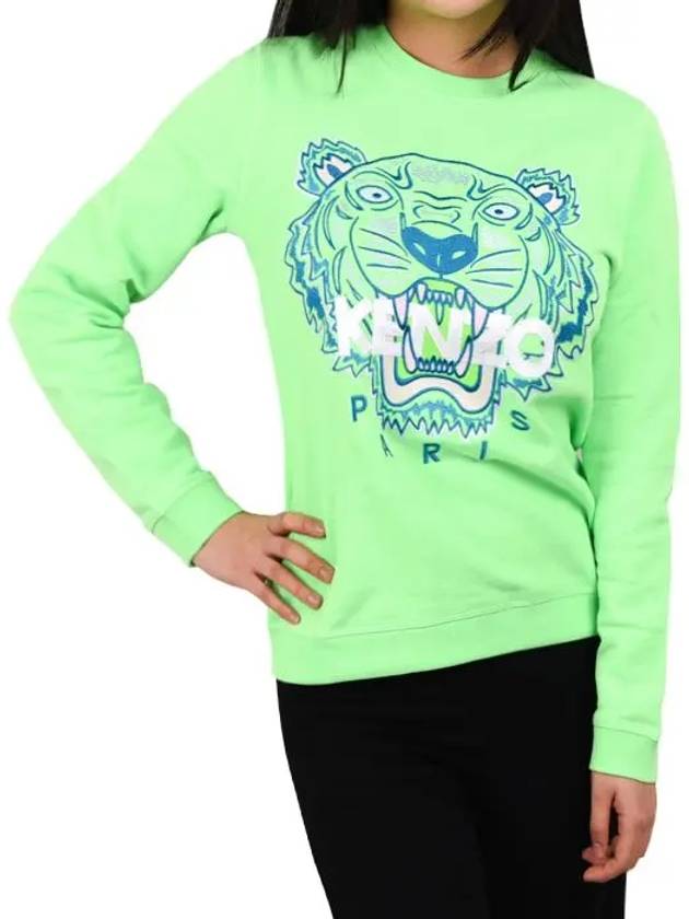 Women's Tiger Embroidery Sweatshirt Lime 4X0 2SW705 - KENZO - BALAAN 3