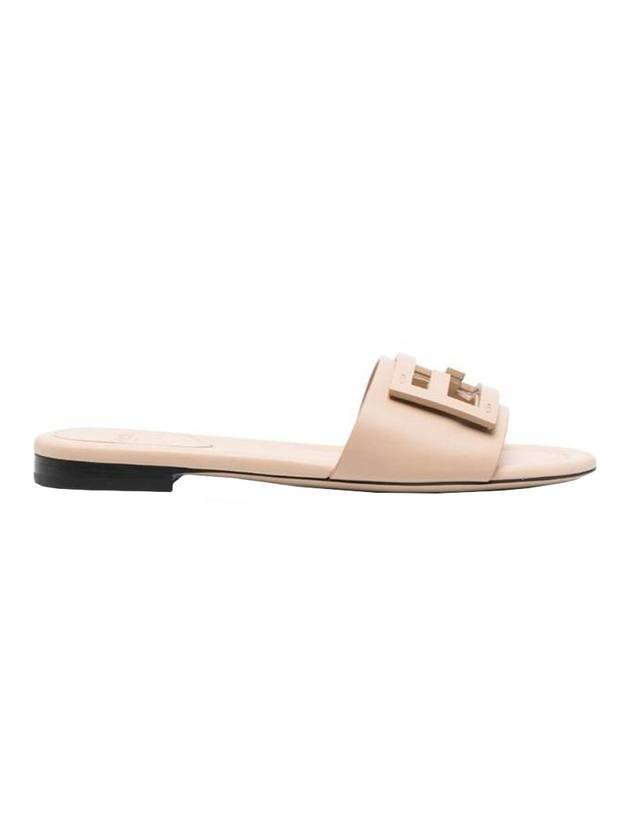 Baguette FF Logo Leather Slippers Beige - FENDI - BALAAN 1