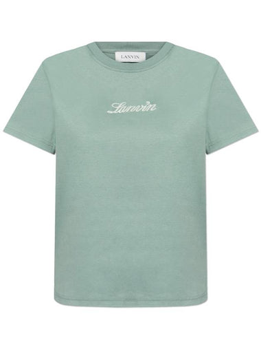 Lanvin T-shirt With Embroidered Logo, Women's, Green - LANVIN - BALAAN 1