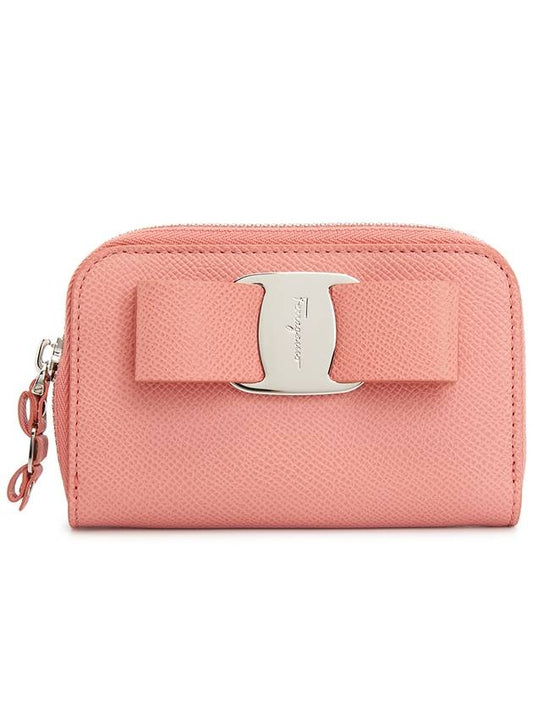 Vara Bow Zipper Card Wallet Coral - SALVATORE FERRAGAMO - BALAAN 2