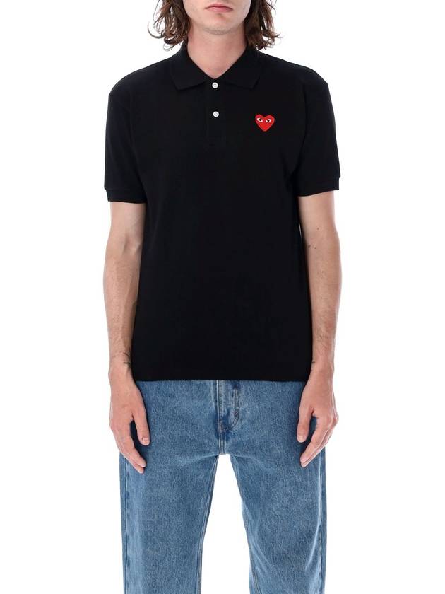 Classic polo shirt with red heart patch - COMME DES GARCONS PLAY - BALAAN 1