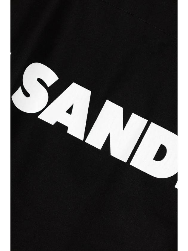 Back Logo Print Drawstring Cotton Shirt Jacket Black - JIL SANDER - BALAAN 6