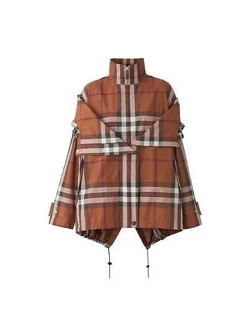 Coat Check Hooded Rain Jacket Brown - BURBERRY - BALAAN 1