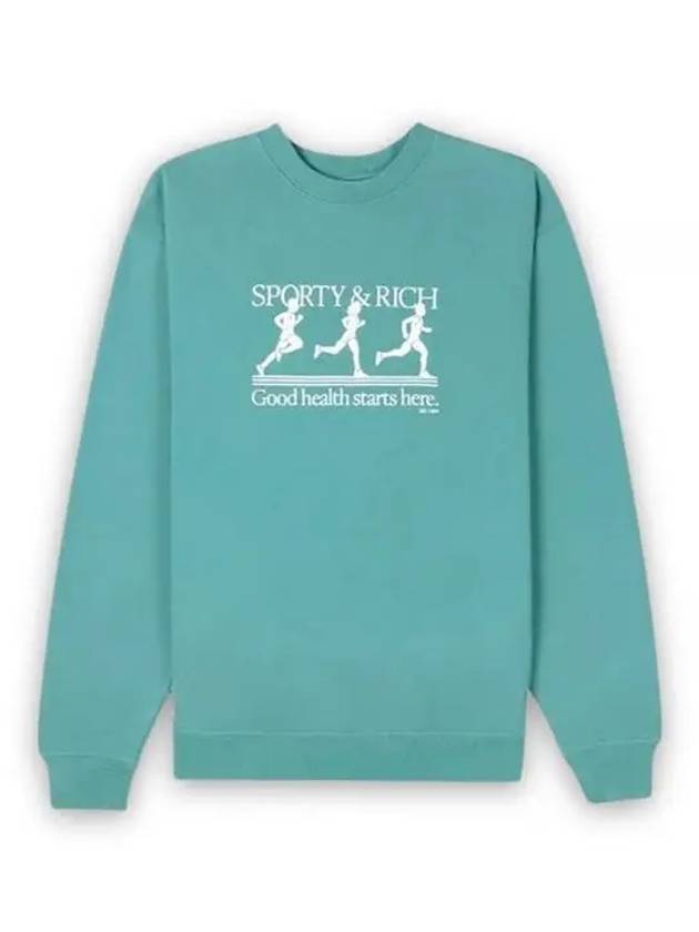 Logo Crew Neck Sweatshirt Green - SPORTY & RICH - BALAAN 6