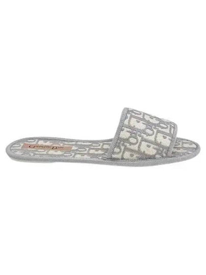 Chez Moi Oblique Embroidered Cotton Slippers Grey - DIOR - BALAAN 2