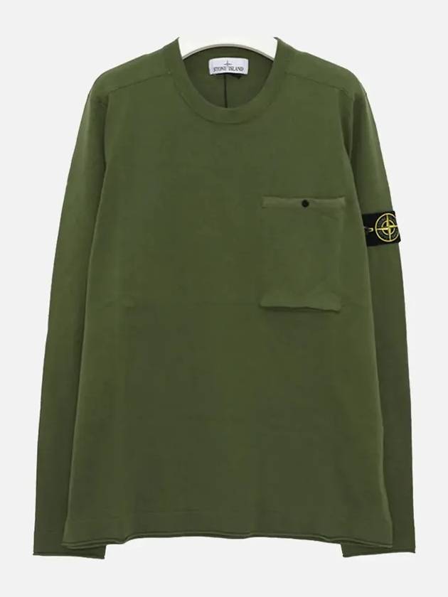 Wappen Patch Low Pocket Knit Top Olive - STONE ISLAND - BALAAN 3